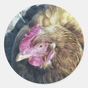 STICKER ROND POULET