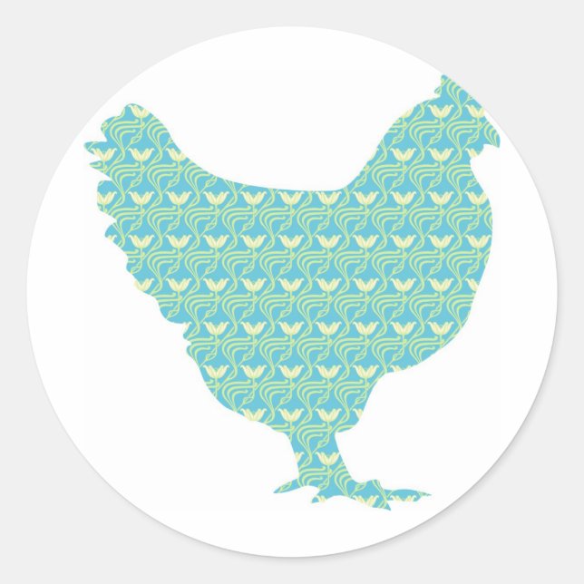 Sticker Rond Poulet à motif mignon (Devant)