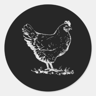 Sticker Rond Poulet animal de ferme