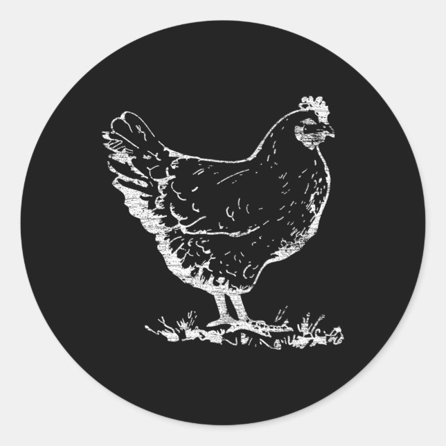 Sticker Rond Poulet animal de ferme (Devant)