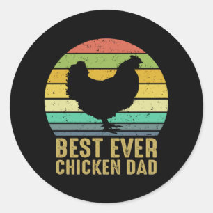 Sticker Rond Poulet Art Meilleur Jamais Poulet Papa