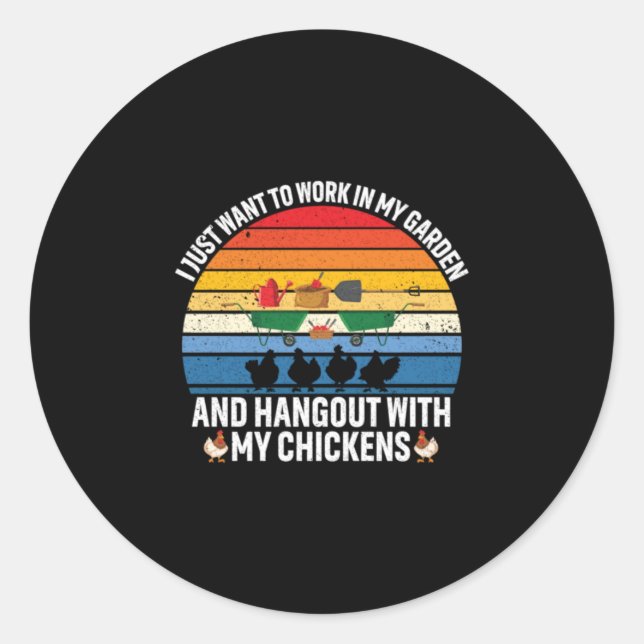 Sticker Rond Poulet D'Art Hangout Avec Mes Poulets (Devant)