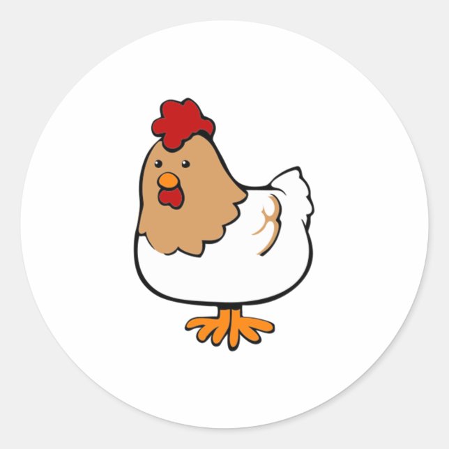 Sticker Rond Poulet de caricature (Devant)