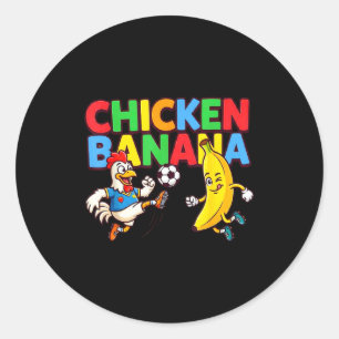 Sticker Rond Poulet de dessin animé drôle joueur de football à