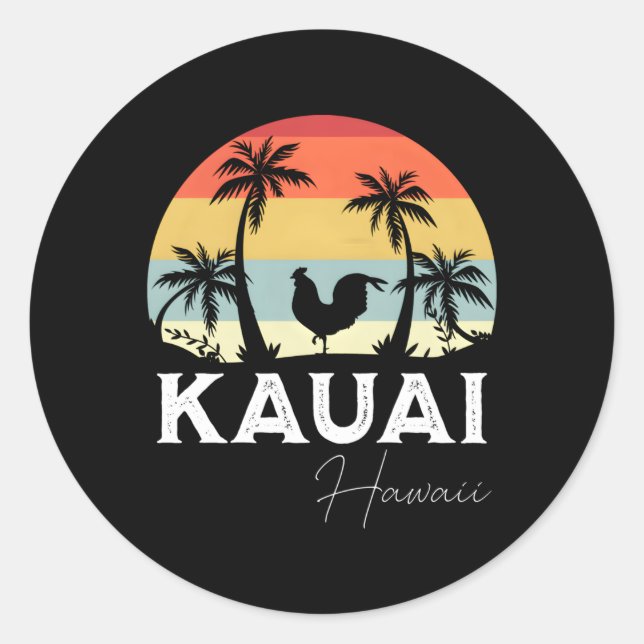 Sticker Rond Poulet de Kauai Hawaii (Devant)