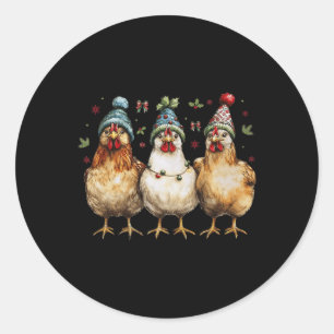 Sticker Rond Poulet de la ferme Noël Coquette Poulet de la ferm