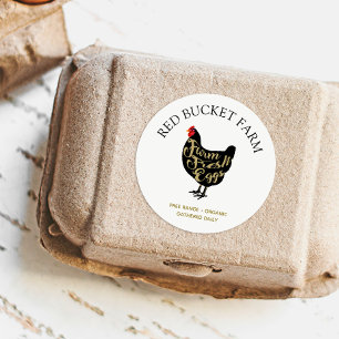 Sticker Rond Poulet de la ferme OEufs frais Rétro