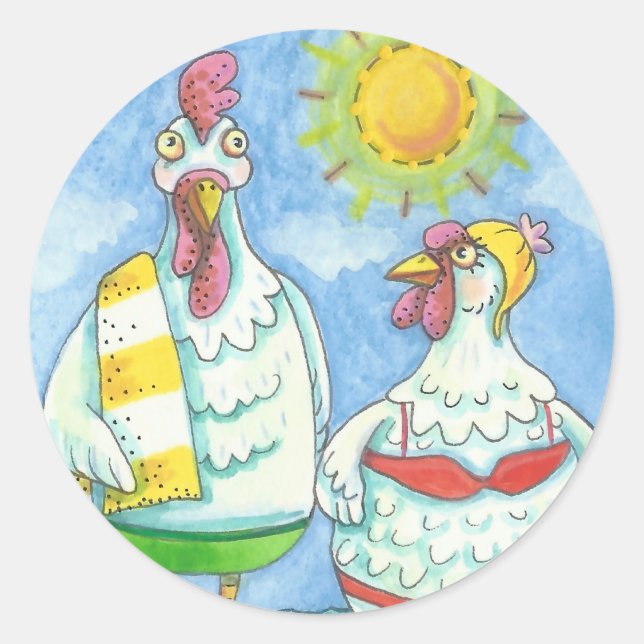 Sticker Rond POULET DE LA MER, BÂTISSEURS AMUSANTS Rond * Feuil (Devant)