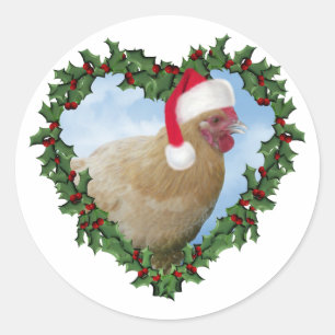 Sticker Rond Poulet de Noël * Buff Orpington