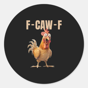 Sticker Rond Poulet de style vintage F-Caw-F