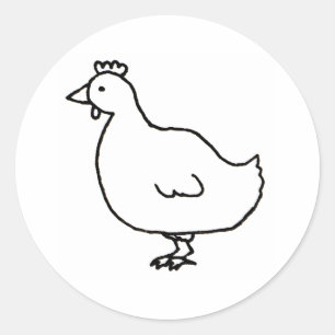 Sticker Rond Poulet - dessin d'art original simple et propre