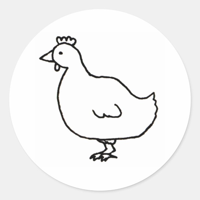 Sticker Rond Poulet - dessin d'art original simple et propre (Devant)