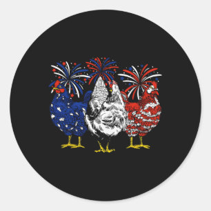 Sticker Rond Poulet Drapeau Usa Poulet Patriotique Amoureux Du