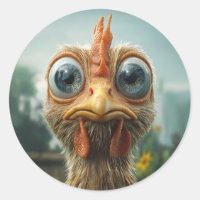 Poulet Drôle aux Grands Yeux en Gros Plan
