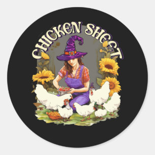Sticker Rond Poulet Fantôme Halloween Fermier Animal Fermier W