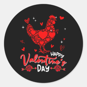 Sticker Rond Poulet Forme de Coeurs Mignons Saint Valentin Flor