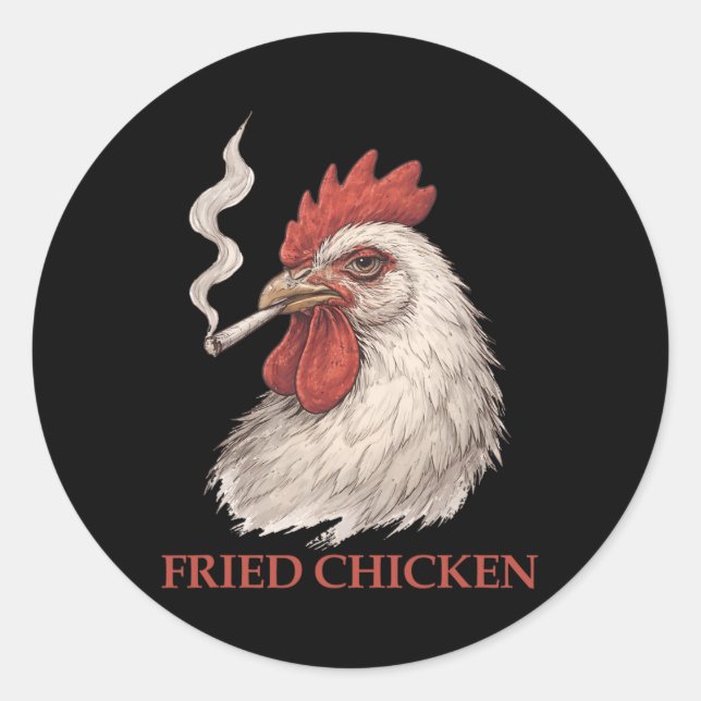 Sticker Rond Poulet Frit Stoner Drôle Weed  (Devant)
