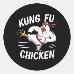 Sticker Rond Poulet Kung Fu Karaté Drôle Poule Femmes Hommes Ch