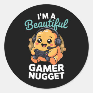 Sticker Rond Poulet Mignon Kawaii Joueur de Jeux Vidéo Amateur