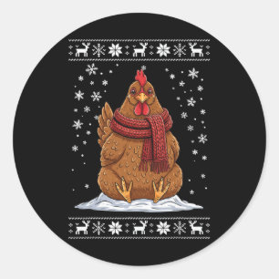 Sticker Rond Poulet Noël laid 