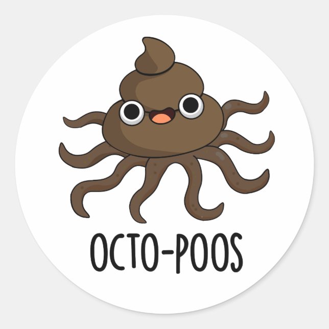 Sticker Rond Poulet Octo-Poos Drôle (Devant)