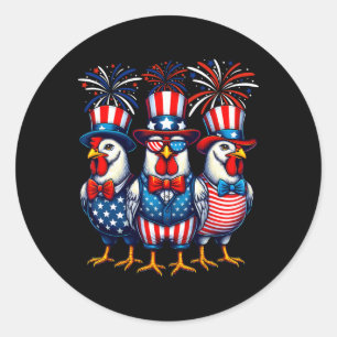 Sticker Rond Poulet Patriotique Drapeau Usa Amoureux Du Poulet