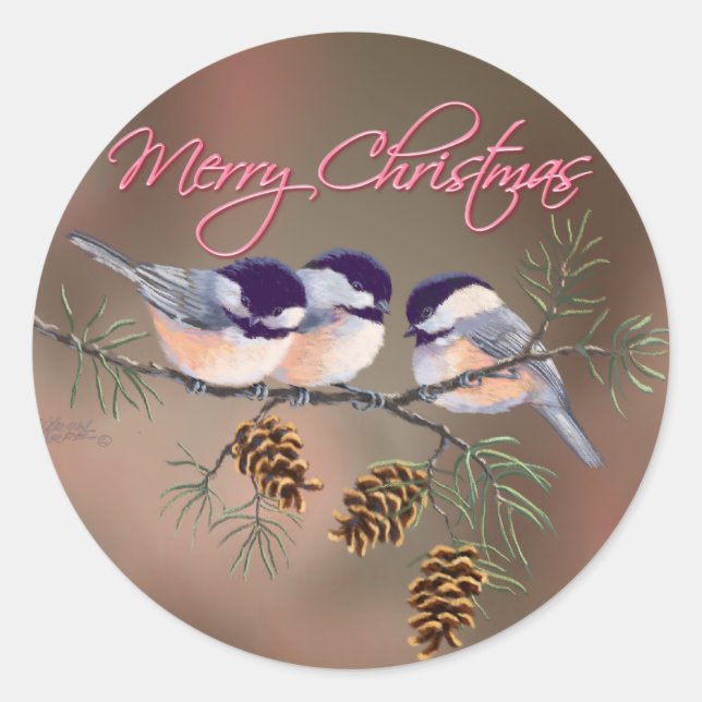 Sticker Rond POULET, PINECONES & TEXTE par SHARON SHARPE (Devant)