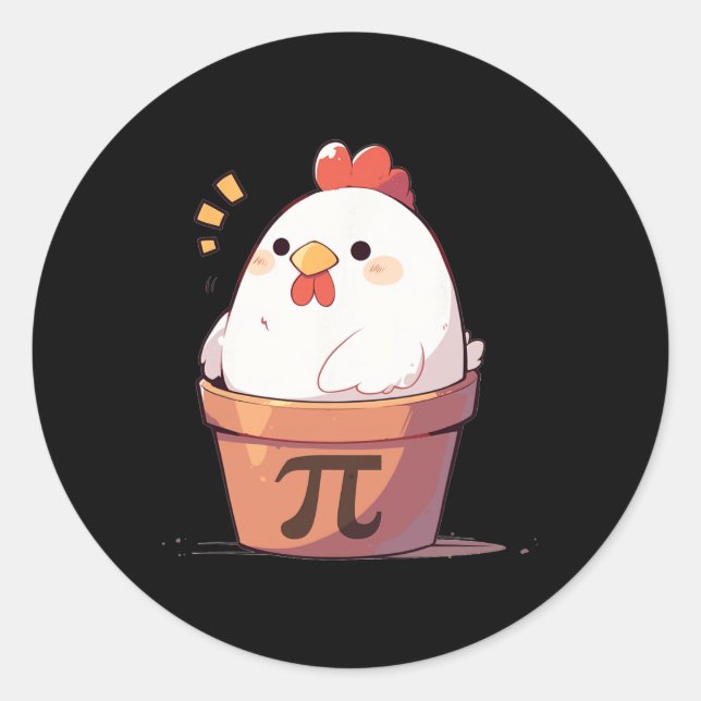 Sticker Rond Poulet Pot Pi Jour Hommes Femmes Enfants Math Ense (Devant)