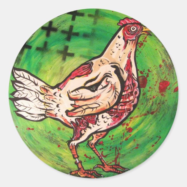 Sticker Rond Poulet Zombie (Devant)