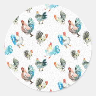 Sticker Rond Poulets Amateurs De Poules De Pays