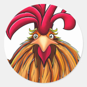 Sticker Rond Poulets de caricature fou
