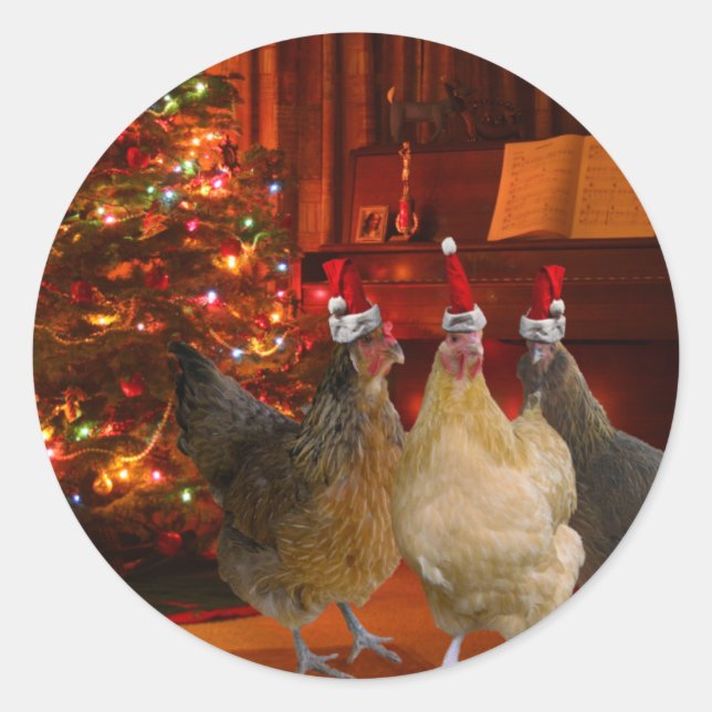 Sticker Rond Poulets de Noël (Devant)