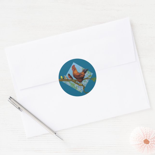 Sticker Rond Poulets de printemps (Enveloppe)