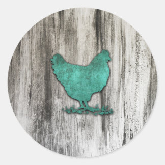 Sticker Rond Poulets rustiques (bleu)