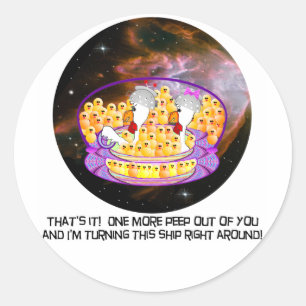 Sticker Rond Poulets spatiaux
