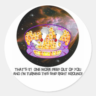 Sticker Rond Poulets spatiaux