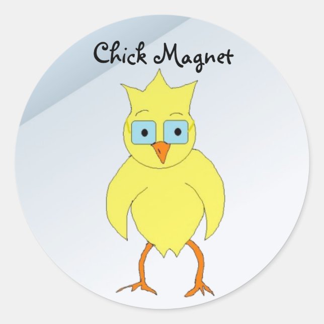 Sticker Rond Poulette Drôle Avec Des Lunettes (Devant)