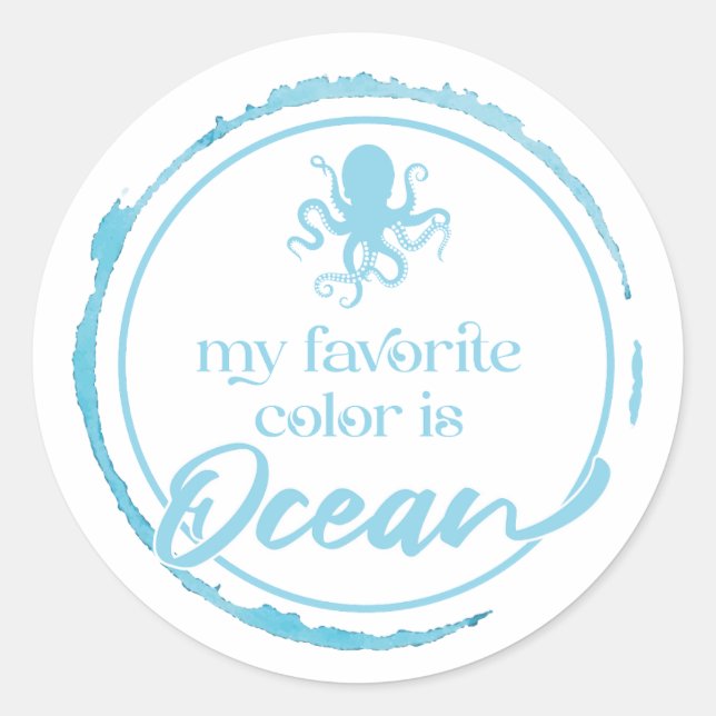 Sticker Rond Poulpe Bleu Côtier (Devant)