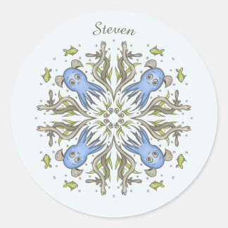 Sticker Rond Poulpe Kawaii Calmant Kaléidoscope - Rêves Océaniq