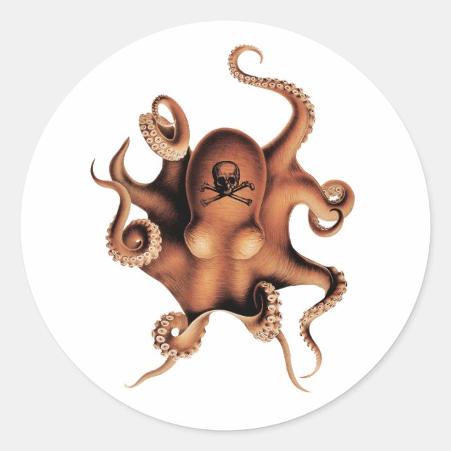 Sticker Rond poulpe rouge (Devant)