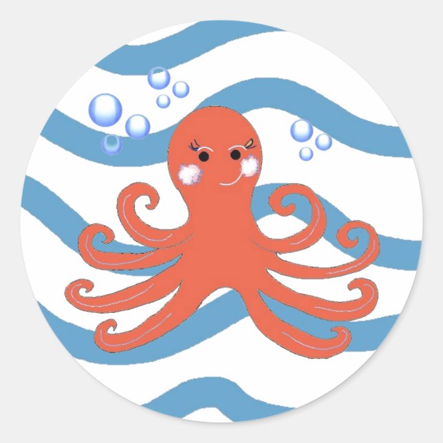 Sticker Rond Poulpe sous-marin (Devant)