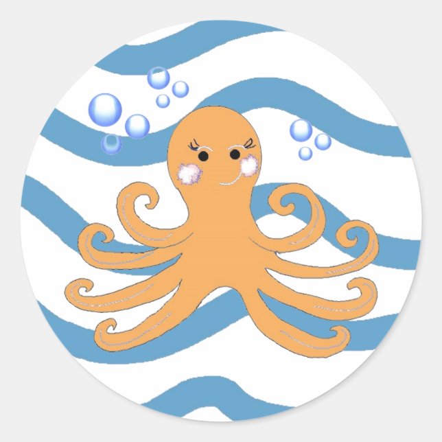 Sticker Rond Poulpe sous-marin (Devant)