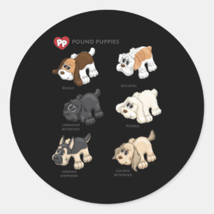 Sticker Rond Pound Puppies Puppy