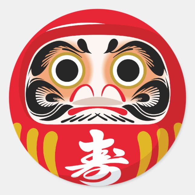 Sticker Rond Poupée Daruma (charme traditionnel japonais de cha (Devant)
