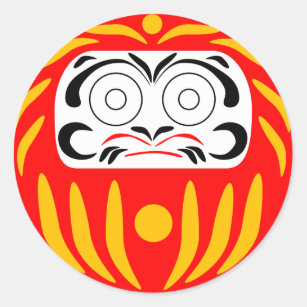 Sticker Rond Poupée de daruma japonaise traditionnelle