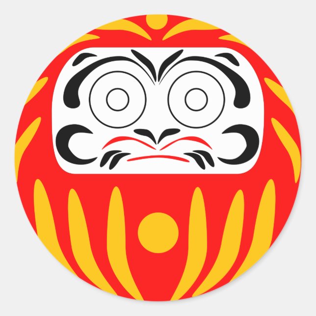 Sticker Rond Poupée de daruma japonaise traditionnelle (Devant)