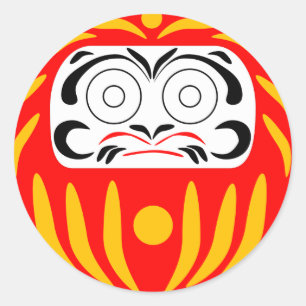 Sticker Rond Poupée de daruma japonaise traditionnelle