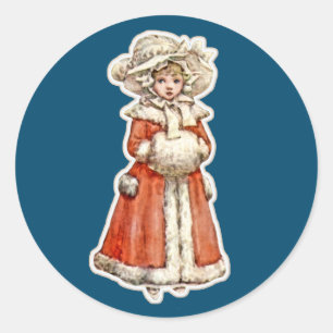 Sticker Rond Poupée en papier pour enfant victorien manteau d'h