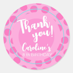 Sticker Rond Poupée rose, Fille Anniversaire Favoriser
