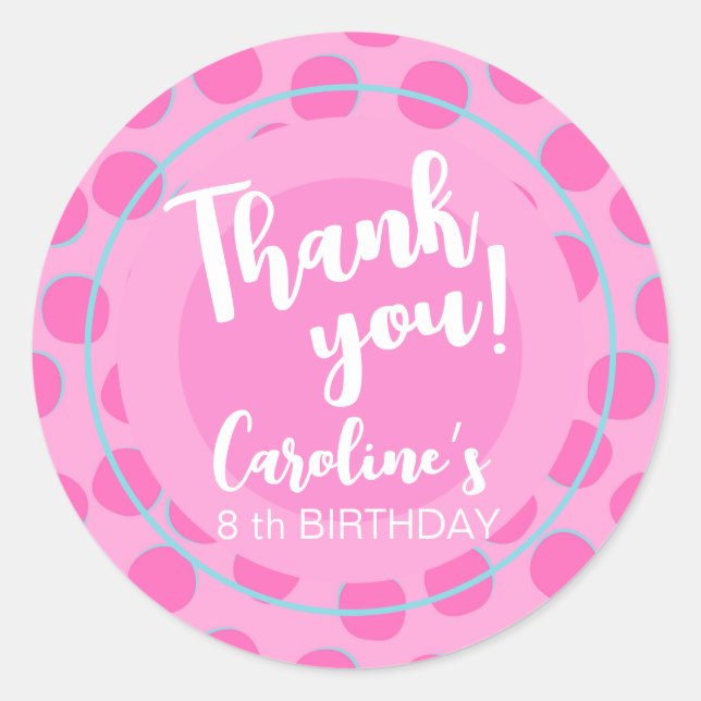 Sticker Rond Poupée rose, Fille Anniversaire Favoriser (Devant)